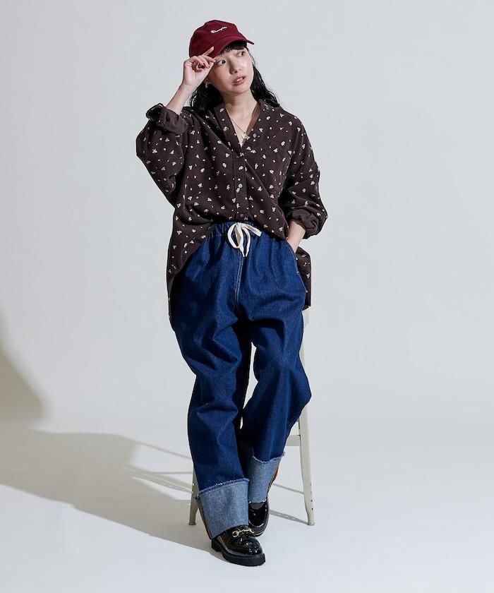 鄉村風格燈花圖案燈花布襯衫＜可搭配套裝＞