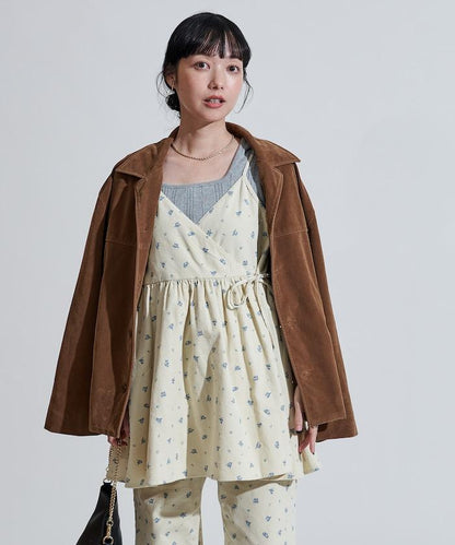 鄉村風格燈花圖案絨布褲子＜可搭配套裝＞
