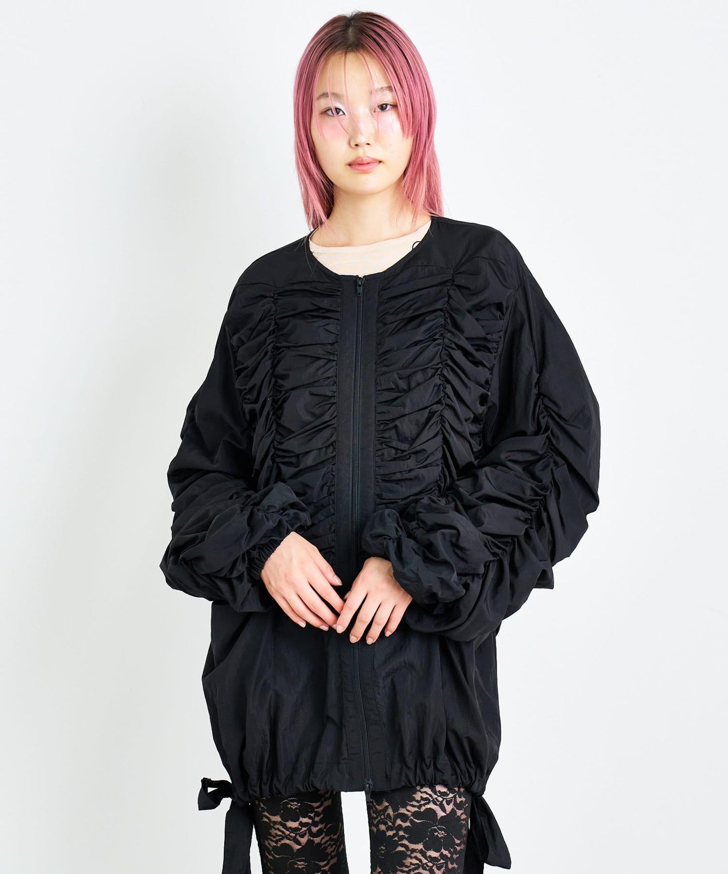 ANNA SUI NYC 褶皺雙拉鍊夾克