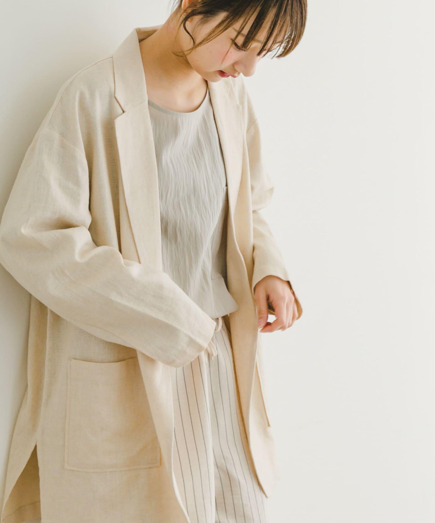 亞麻人造絲西裝外套