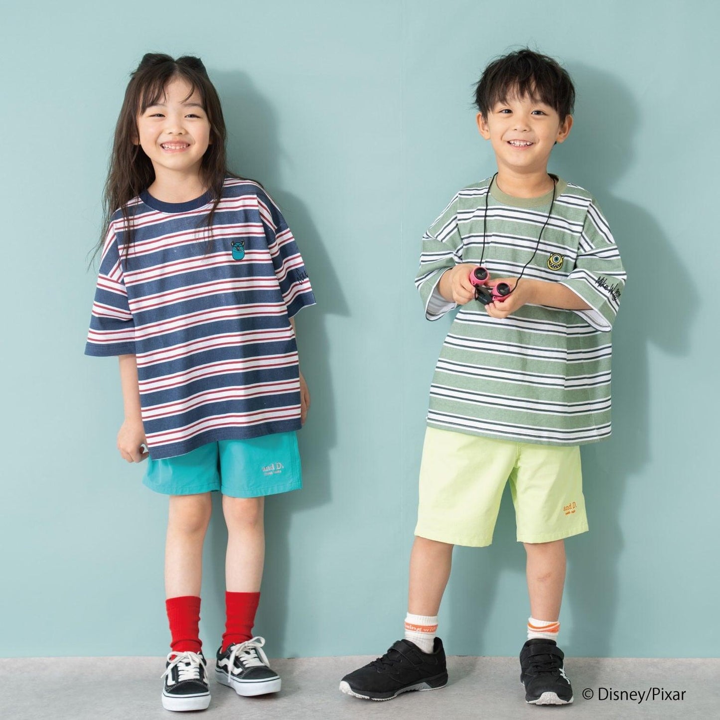 【怪獸電力公司】多色條紋寬鬆短袖T恤