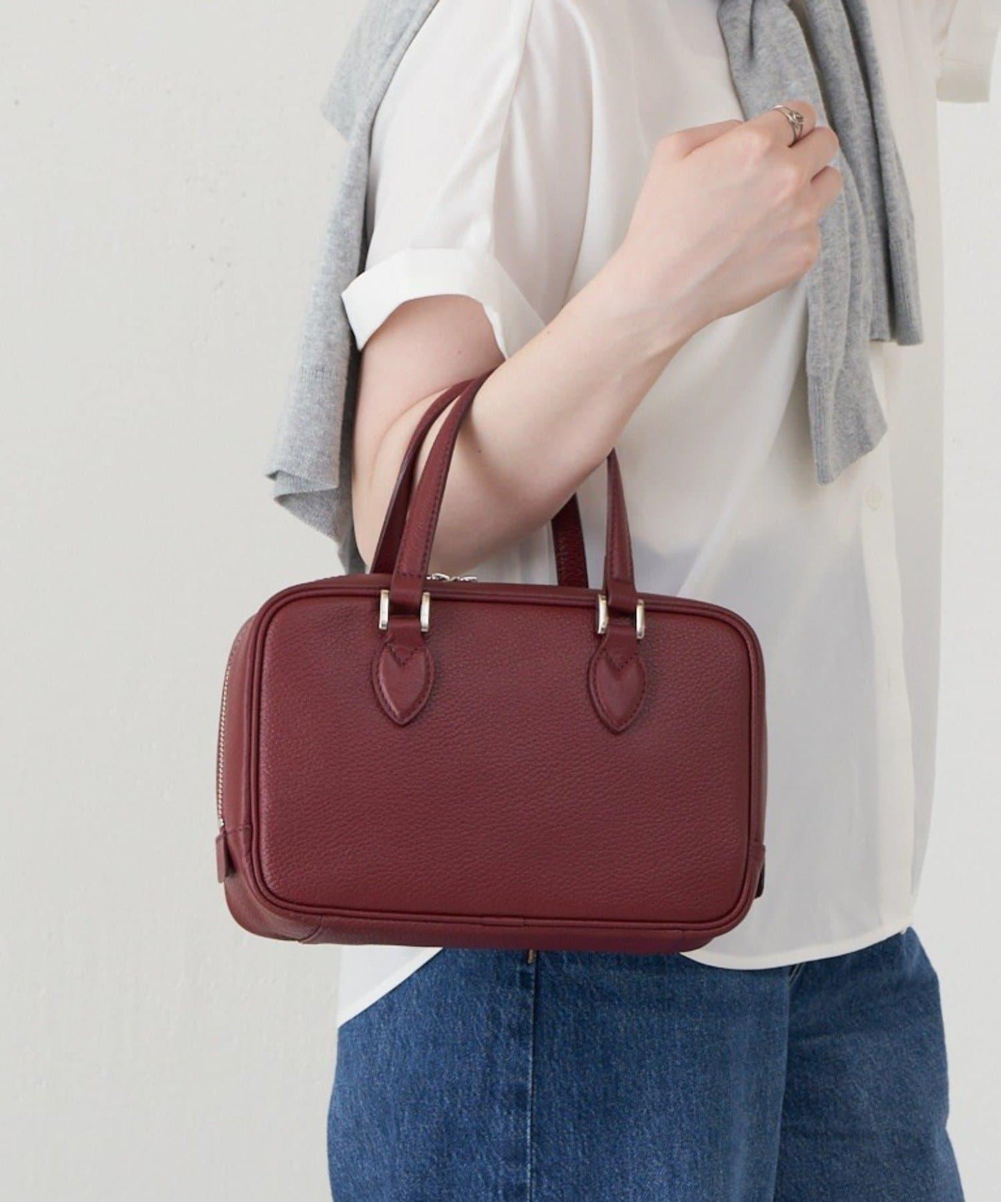 收縮皮革2WAY迷你波士頓包