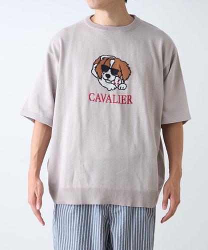 【男女通用】動物紋狗夏季針織半袖T恤