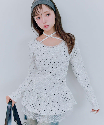 下襬蕾絲吊帶上衣