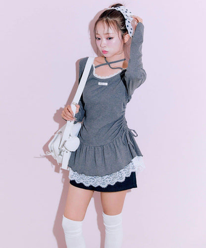 下襬蕾絲吊帶上衣