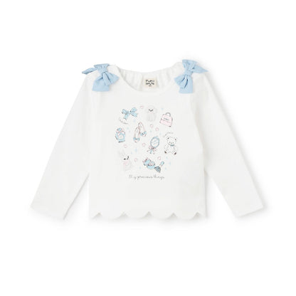 下襬波浪邊圖案長袖T恤