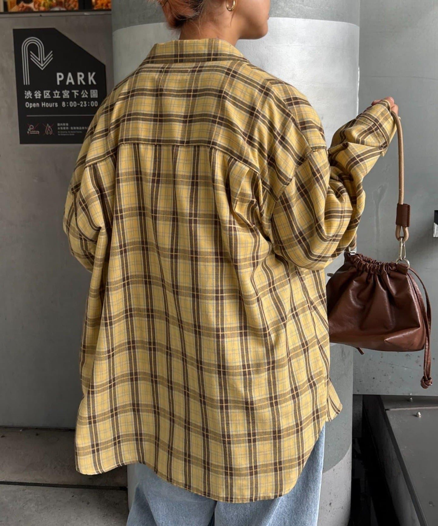 【男女通用】商場混紡長袖格子襯衫