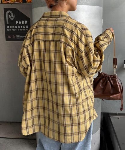 【男女通用】商場混紡長袖格子襯衫