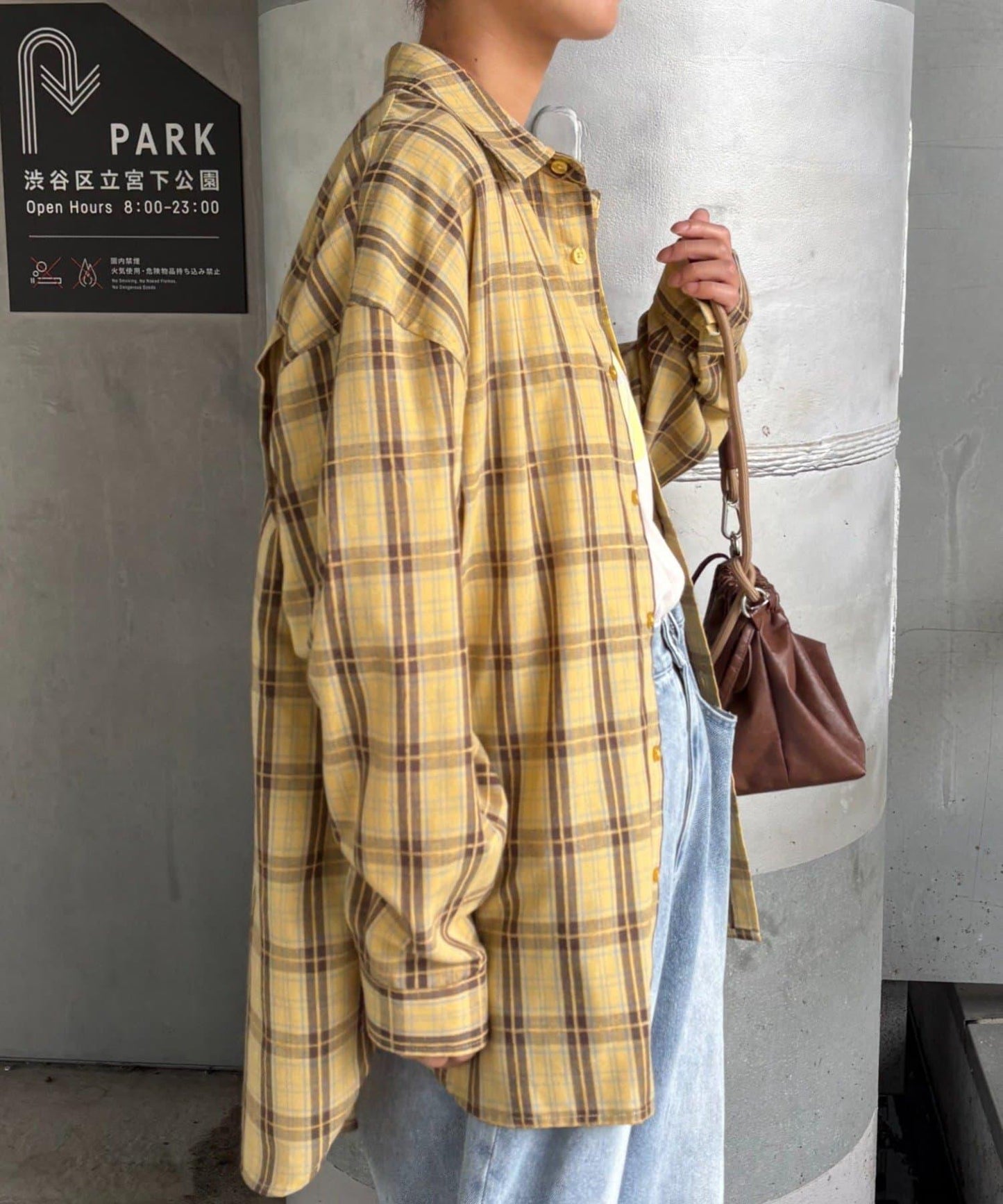 【男女通用】商場混紡長袖格子襯衫