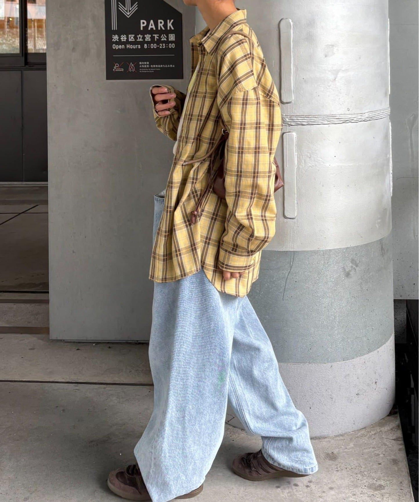 【男女通用】商場混紡長袖格子襯衫