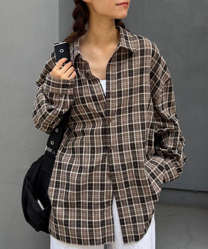 【男女通用】商場混紡長袖格子襯衫