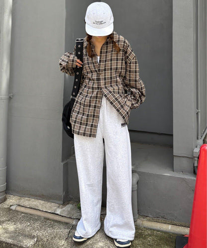 【男女通用】商場混紡長袖格子襯衫