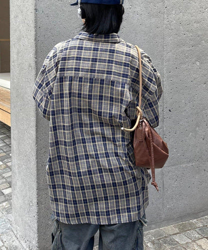 【男女通用】商場混紡長袖格子襯衫