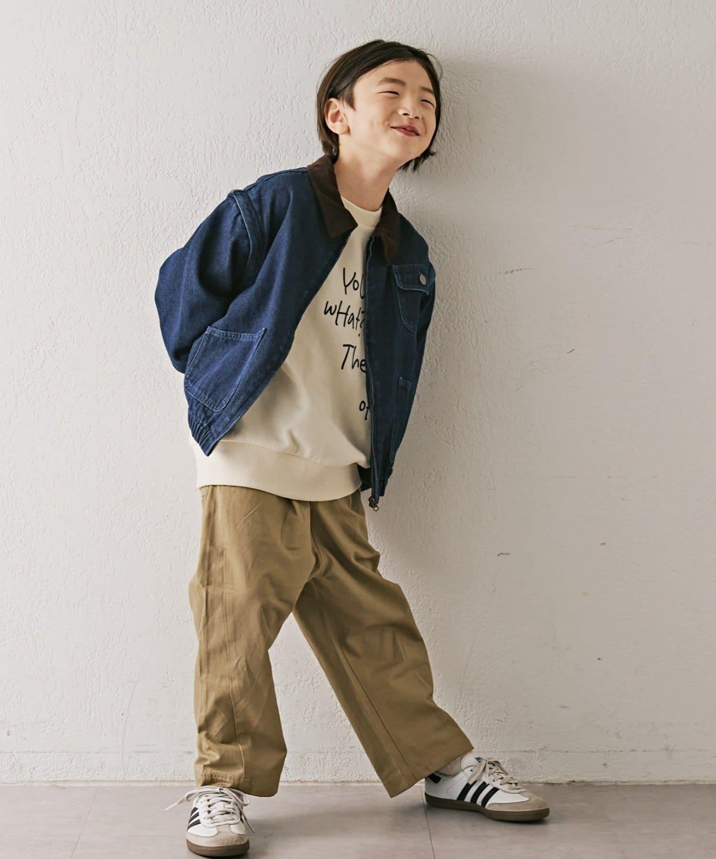 【兒童】【男女通用】標誌刺繡寬鬆衛衣