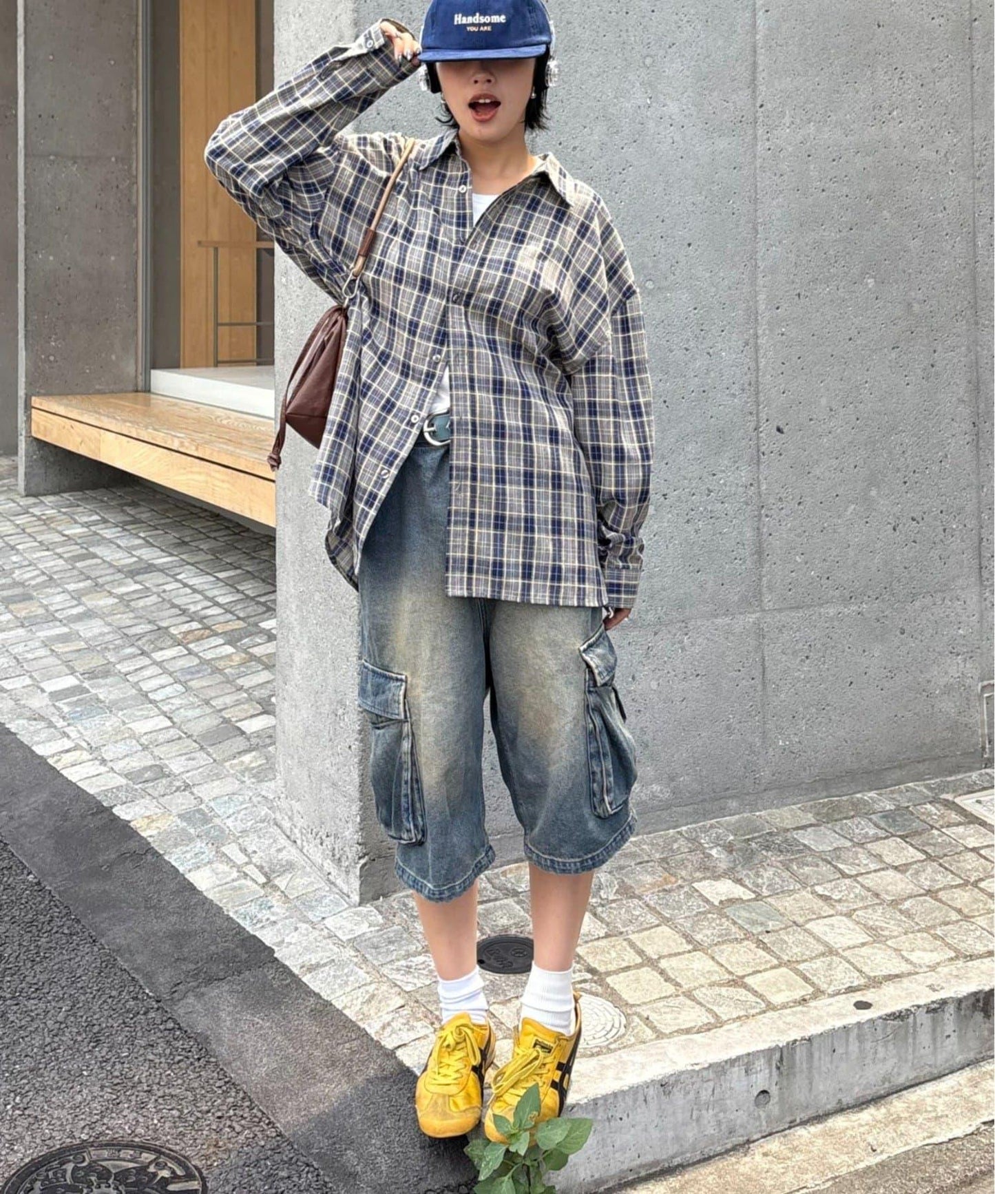 【男女通用】商場混紡長袖格子襯衫