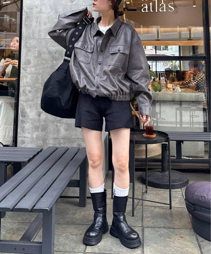 【男女通用】皮襯衫夾克