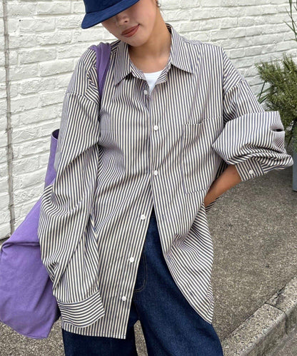 【男女通用】寬鬆剪裁常規領款多色襯衫