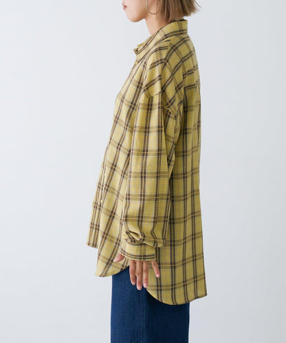 【男女通用】商場混紡長袖格子襯衫