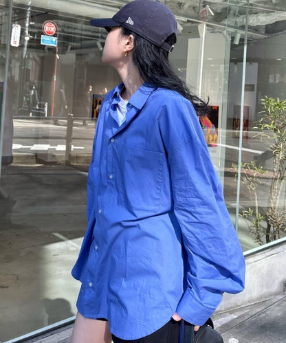 【男女通用】寬鬆剪裁常規領款多色襯衫