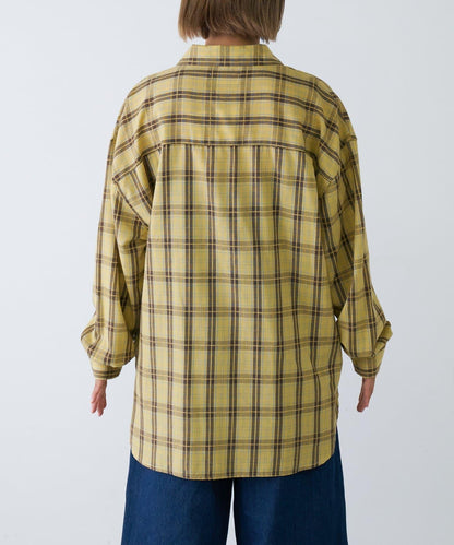 【男女通用】商場混紡長袖格子襯衫