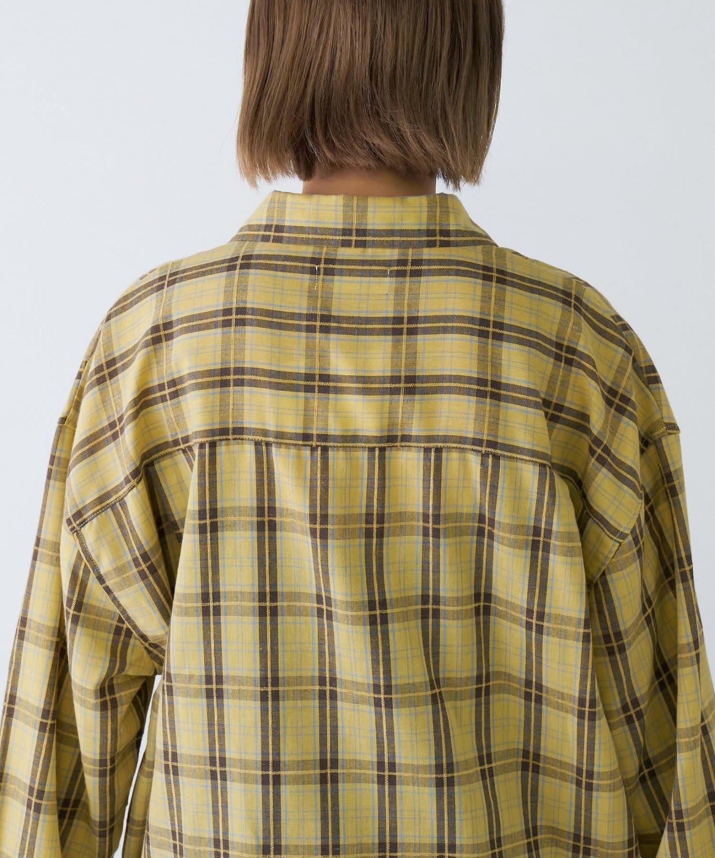 【男女通用】商場混紡長袖格子襯衫