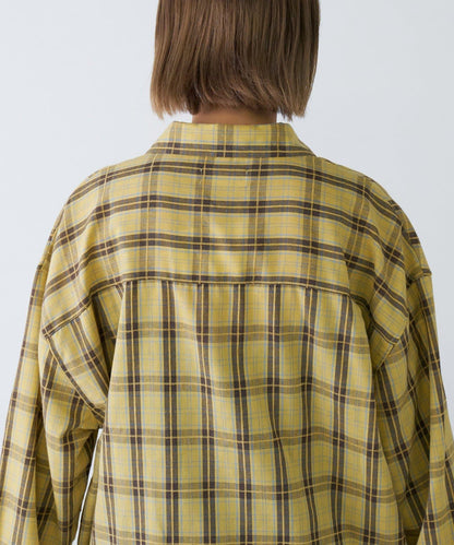 【男女通用】商場混紡長袖格子襯衫