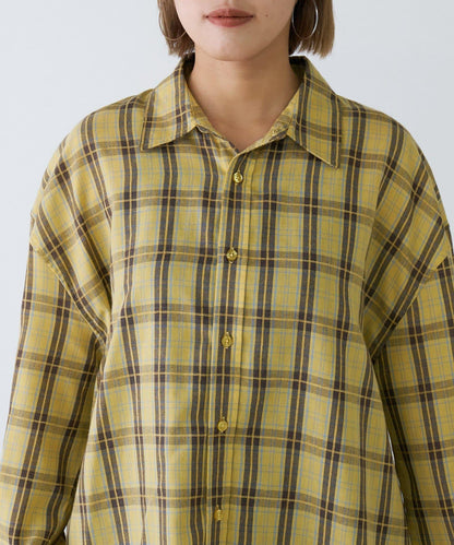 【男女通用】商場混紡長袖格子襯衫