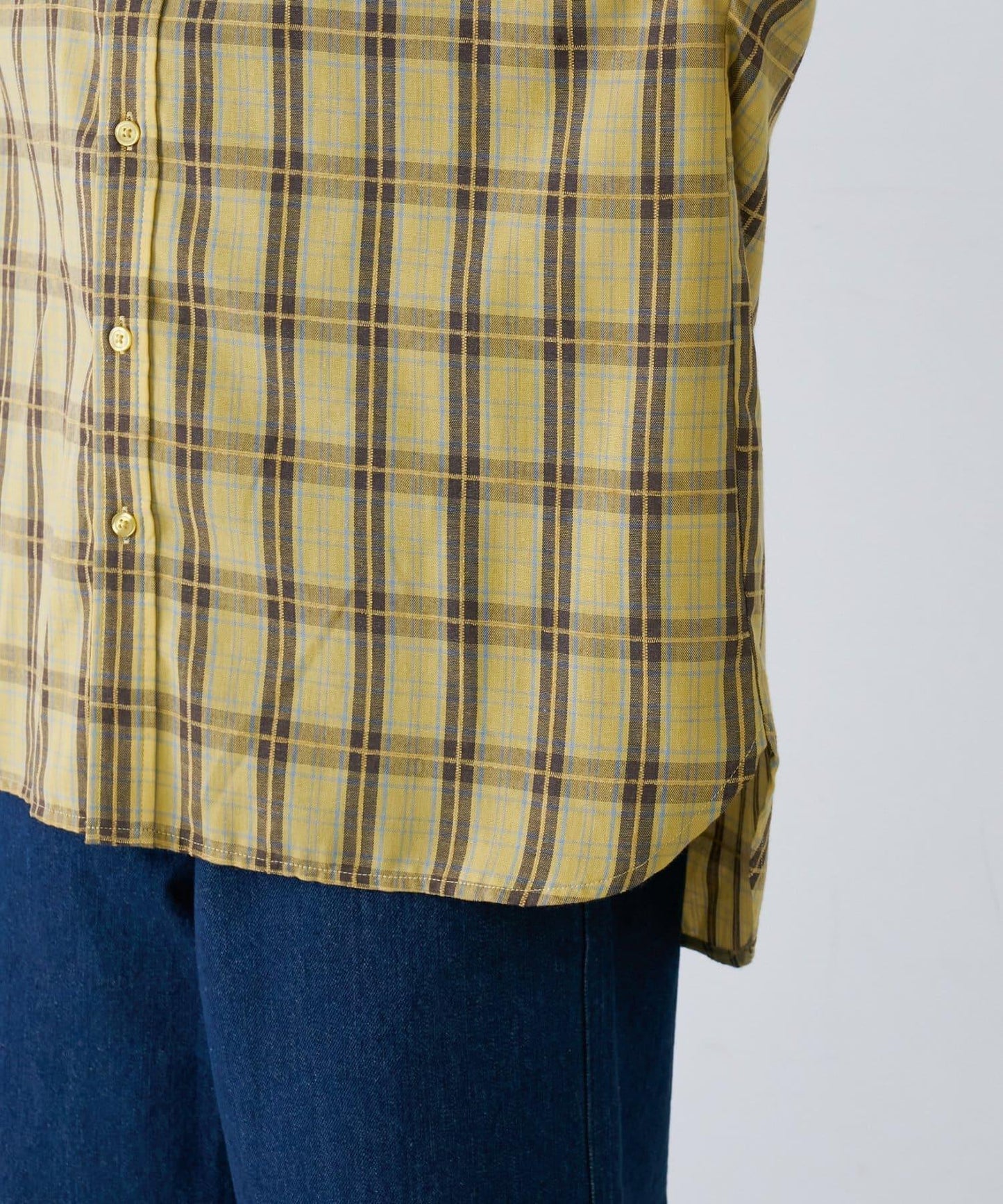 【男女通用】商場混紡長袖格子襯衫