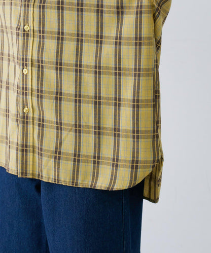 【男女通用】商場混紡長袖格子襯衫