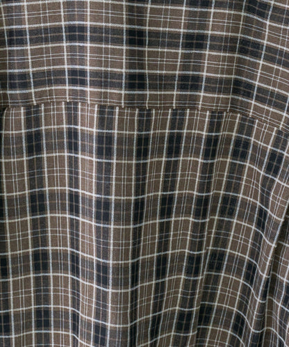 【男女通用】商場混紡長袖格子襯衫