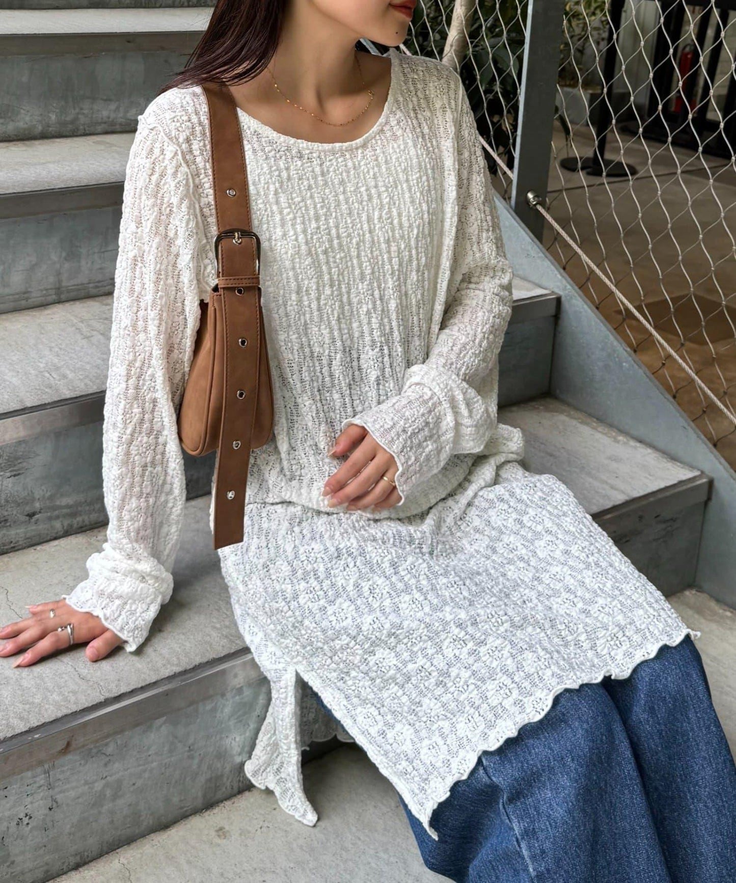 透視蕾絲連衣裙