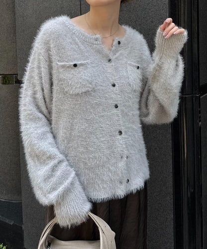 迷你口袋混紡羽絨開衫