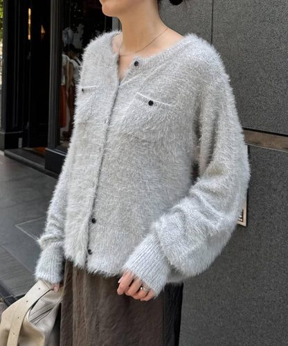 迷你口袋混紡羽絨開衫