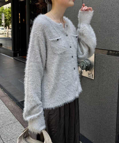 迷你口袋混紡羽絨開衫