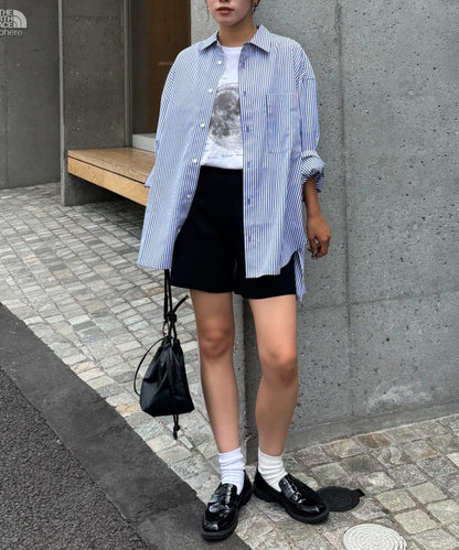 【男女通用】寬鬆剪裁常規領款多色襯衫
