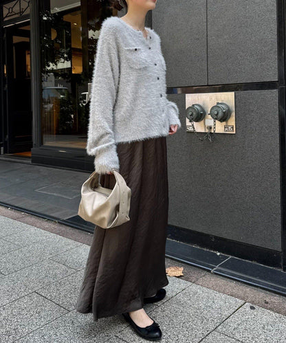 迷你口袋混紡羽絨開衫