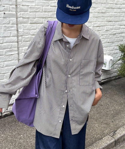 【男女通用】寬鬆剪裁常規領款多色襯衫