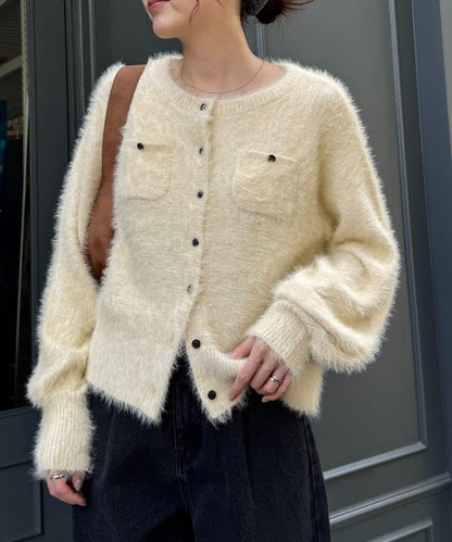 迷你口袋混紡羽絨開衫