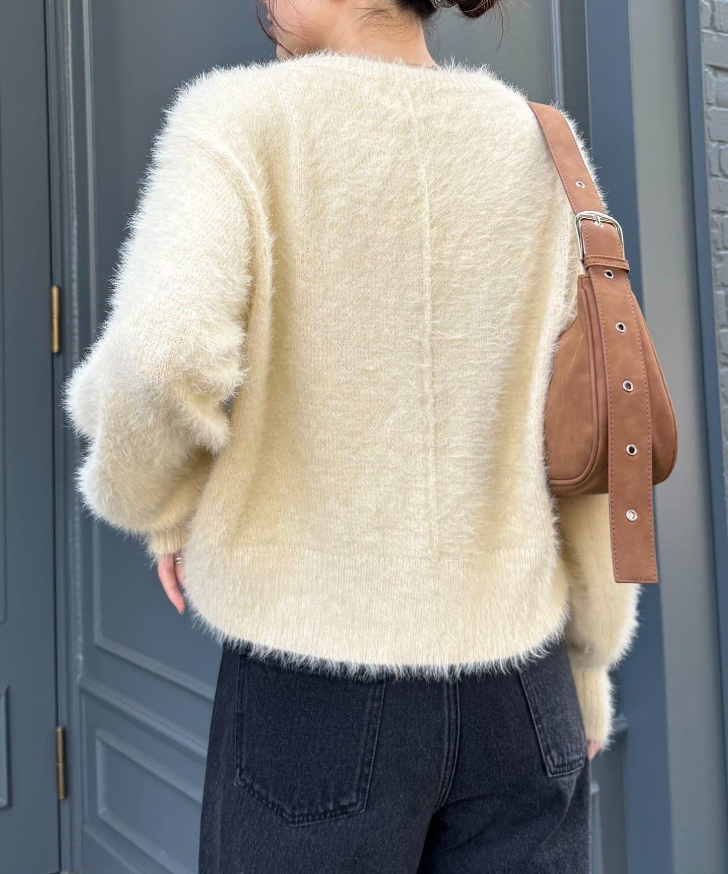 迷你口袋混紡羽絨開衫