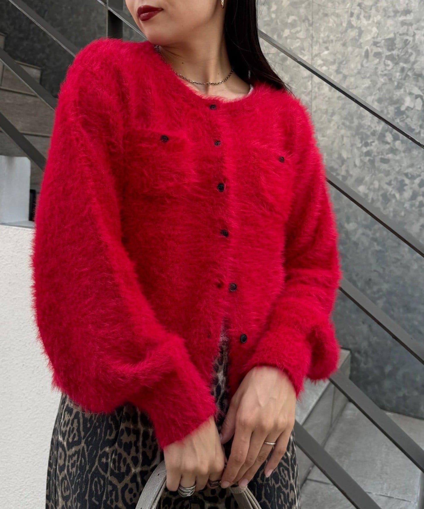 迷你口袋混紡羽絨開衫