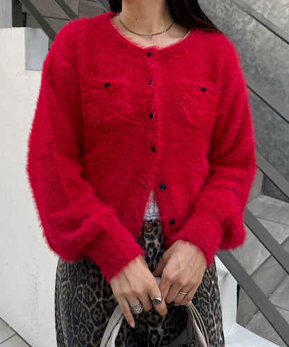 迷你口袋混紡羽絨開衫