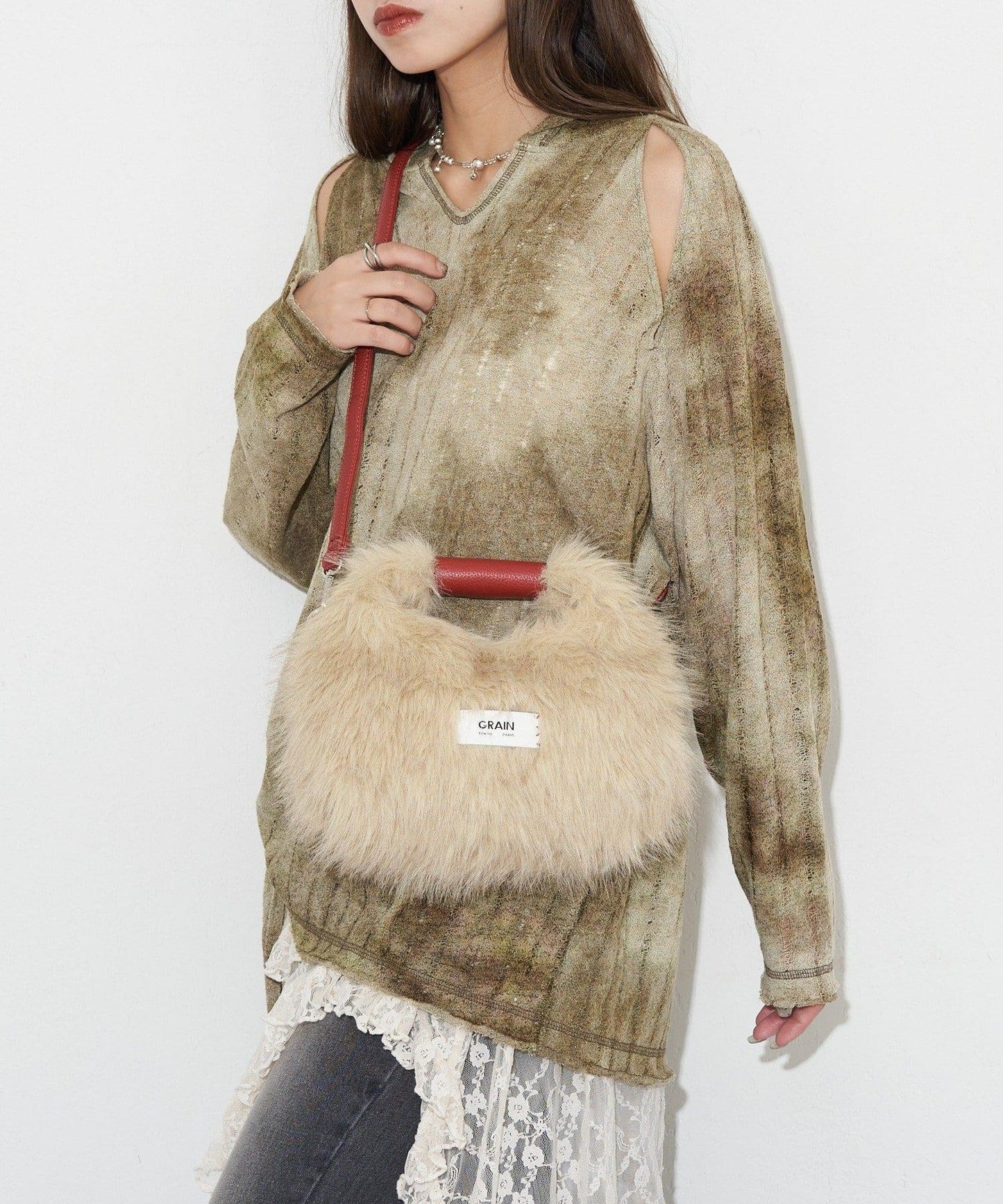 【GRAIN/穀物】2WAY迷你仿毛手提包