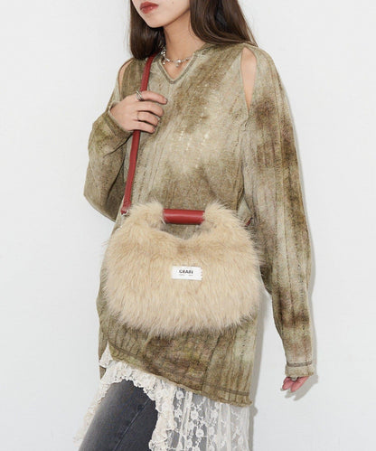 【GRAIN/穀物】2WAY迷你仿毛手提包