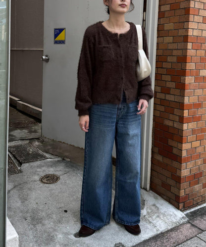 迷你口袋混紡羽絨開衫