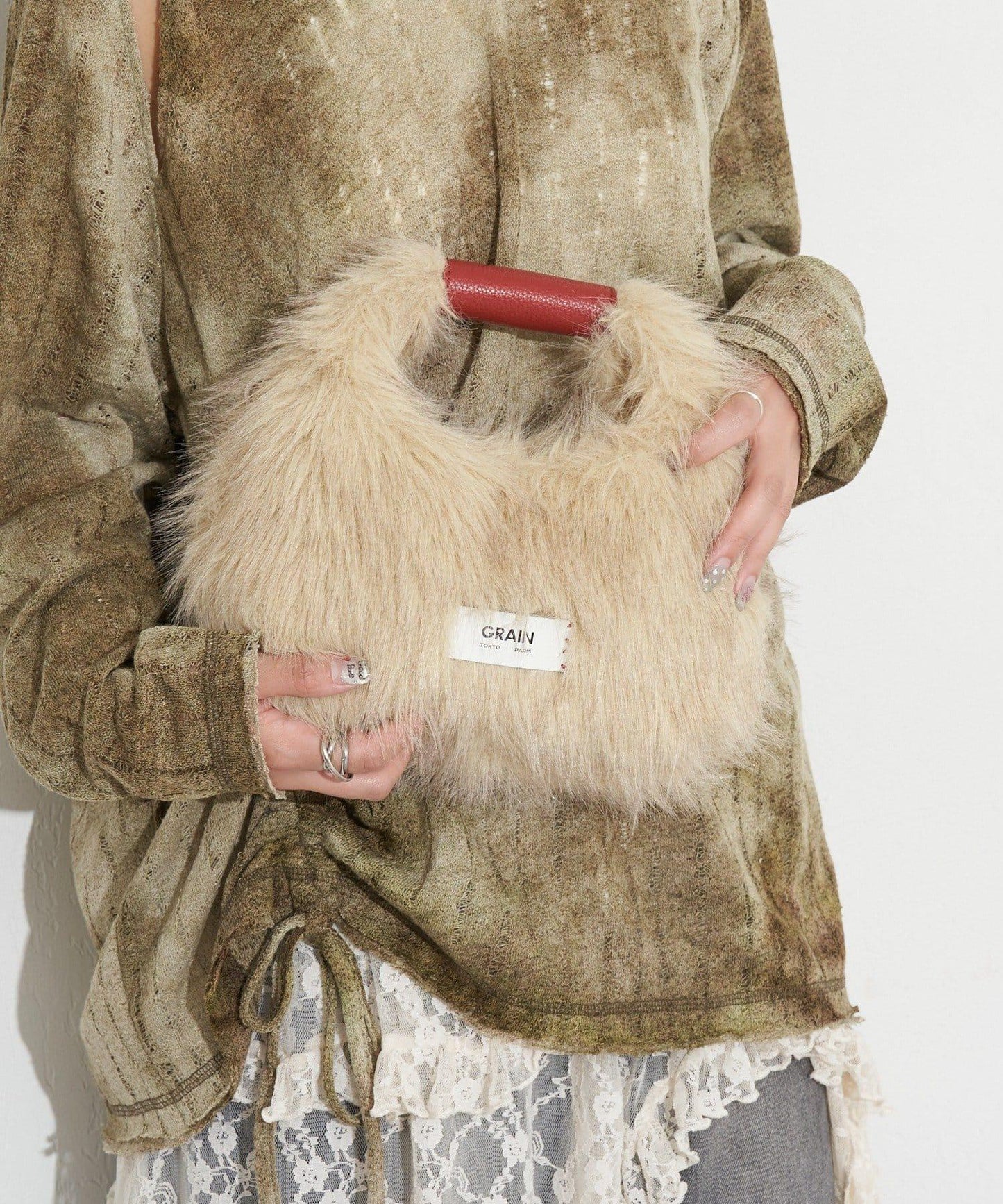 【GRAIN/穀物】2WAY迷你仿毛手提包