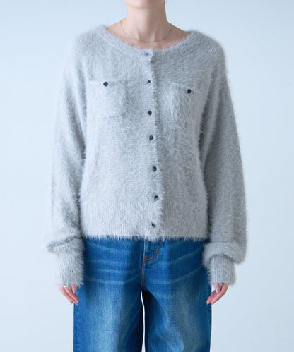 迷你口袋混紡羽絨開衫