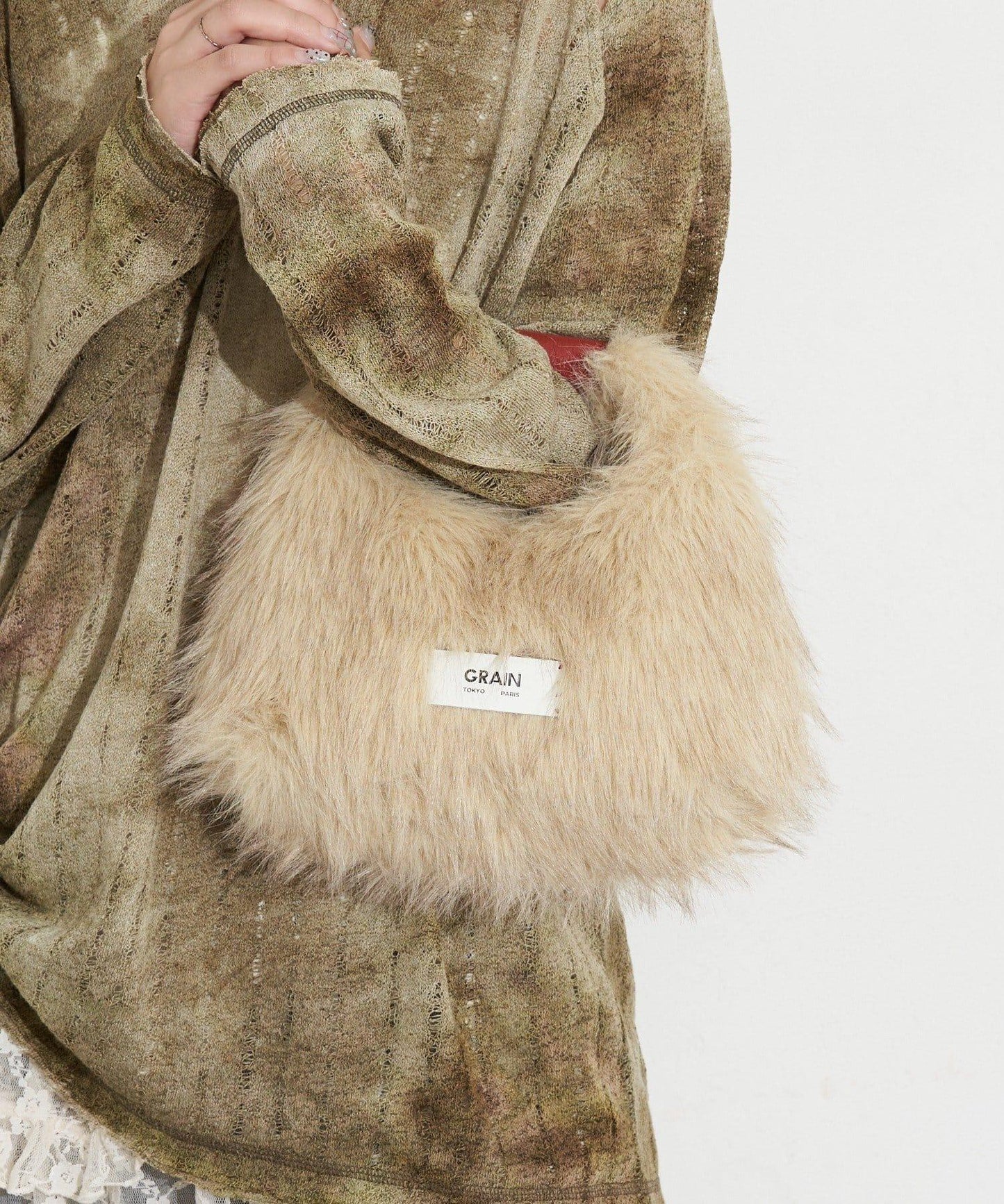 【GRAIN/穀物】2WAY迷你仿毛手提包