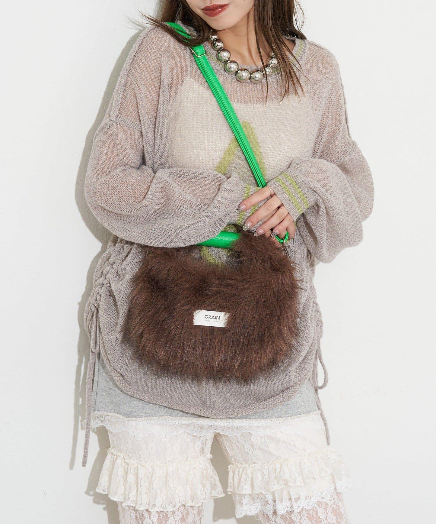 【GRAIN/穀物】2WAY迷你仿毛手提包