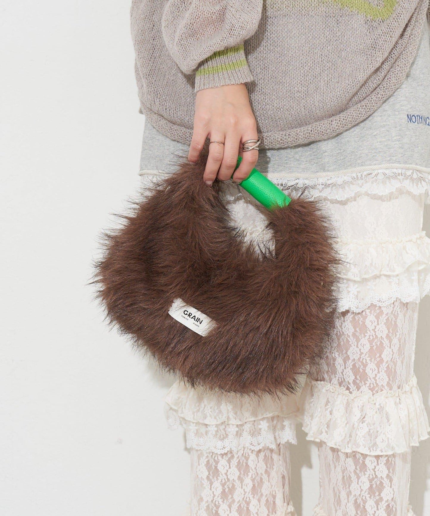 【GRAIN/穀物】2WAY迷你仿毛手提包