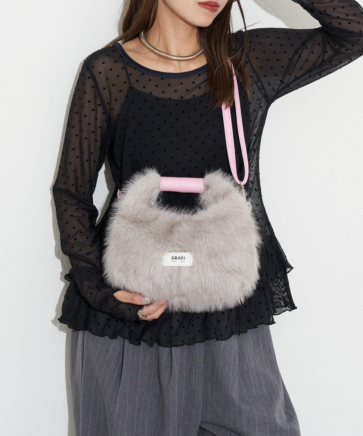 【GRAIN/穀物】2WAY迷你仿毛手提包